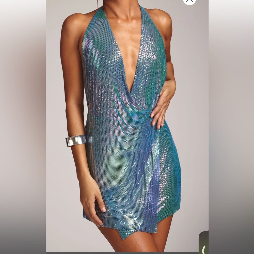 Oh Polly ZEPHRINE Chainmail Indigo Dress